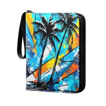 Imagem de Wassud Fichário de 4 bolsos com palmeiras pretas comporta 400 cartões padrão, álbum TCG CCG MTG à prova d'água, presentes para colecionadores, meninos e meninas