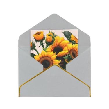 Imagem de SKKNT Cartões de felicitações para todas as ocasiões com estampa de girassol e rosa, cartões de notas em branco versáteis com envelopes 11,4 x 15,2 cm