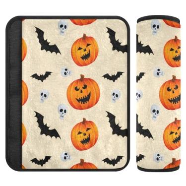 Imagem de Burbuja Capa para cinto de segurança de carro Pumpkins Bats Protetor de cinto de segurança de carro macio confortável para alça de ombro de assento, 1 par pequeno