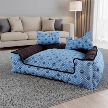 Imagem de Cama Pet Quadrada Média Ônix – Impermeável e Confortável para Cães e Gatos (Realeza Azul)