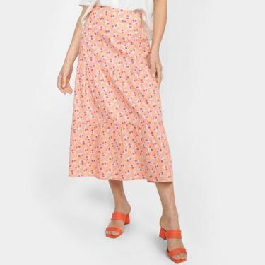 Imagem de Saia Midi Danyblu Floral, Laranja, G3
