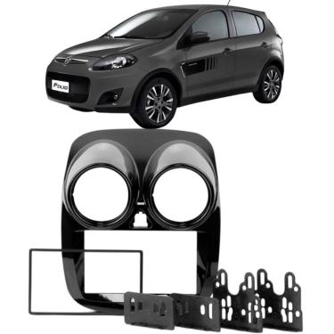 Imagem de Moldura 2 Din Palio Novo 2012 à 2016 Black Piano Painel Central Multimidia 6.2 e 7 Polegadas Som