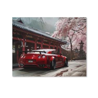 Imagem de HouLaiZhe Carro esportivo modificado R35 flores de cerejeira pôsteres fixes parede estética sala decoração de parede impressões galeria sala decoração de parede para quarto sala de estar escritório 16