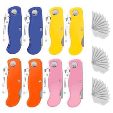 Imagem de Pacote com 8/22 facas utilitárias dobráveis com 30/200 peças extras de cortador de caixa para casa, escritório, armazém, abridor de caixa, pequeno cortador de papelão com clipe de cintura (8)