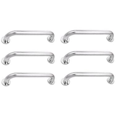 Imagem de Alça De Apoio 30cm Barra Inox Kit 6 Unidades Idoso Cadeirante Deficiente Banheiro Corrimao Segurança