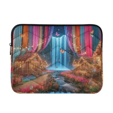 Imagem de Capa acolchoada para laptop, cachoeiras, borboletas, à prova de choque, capa protetora para notebook de 15 polegadas