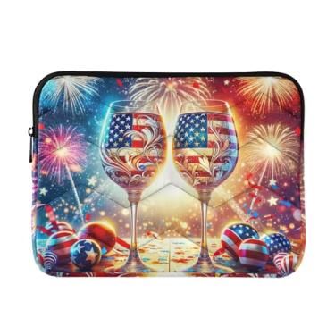 Imagem de Capas para laptop 13, 13,3, 14 polegadas bandeira americana taças de vinho à prova de choque capa protetora para notebook capa para dispositivo eletrônico portátil