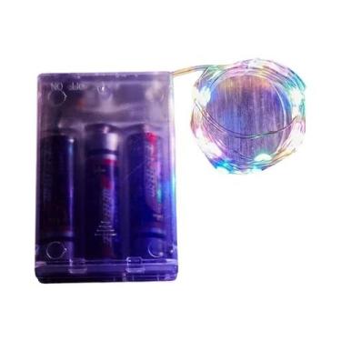 Imagem de Corda De Luz De Fio Prateado 10M 100LED Alimentada Por Bateria Para Ca