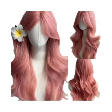 Imagem de Peruca Lolita Rosa Para Mulheres, Peruca Sintética Longa E Lisa Com Fa