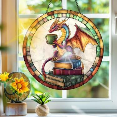 Imagem de Apanhador de sol de acrílico colorido, apanhadores de sol, dragão livro, decoração de janela, arte de parede de criador de arco-íris, para quarto, varanda, interior, exterior, jardim, enfeites de