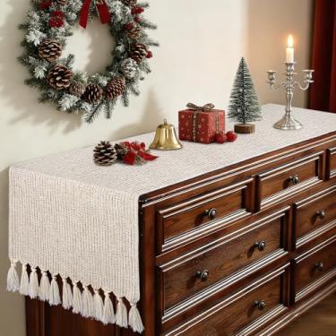 Imagem de Sofevaim Passadeiras De Cômoda Estilo Boho Para Quarto, Passadeira Rústica Bege Com 1,87 M Comprimento, Mesa Jantar Fazenda, Chá Panela, Suporte Tv, Cômoda, Decoração Primavera