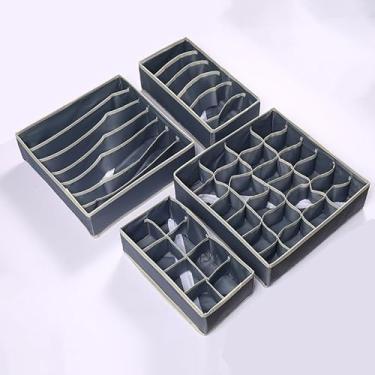 Imagem de Conjunto Organizador de Gaveta Dobrável para Roupas Íntimas, Meias e Acessórios em TNT(Cinza escuro,1PC)