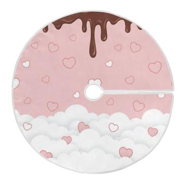 Imagem de Blueangle Saia de árvore de coração creme de 118 cm - decoração de árvore de férias de poliéster macio resistente a rugas (449)