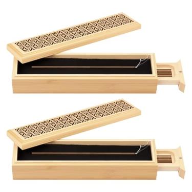 Imagem de Caixa de incenso, 24 x 6,2 x 5 cm, textura dura, suporte de incenso com armazenamento, suporte de bastão de incenso de madeira, apanhador de cinzas, adequado para cantos de meditação, salas de ioga