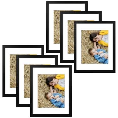 Imagem de Golden State Art, Porta-retrato 28 x 35 cm, pacote com 6, fosco, 20 x 25 cm, com acrílico, conjunto de molduras para galeria, montagem na parede (preto, pacote com 6)
