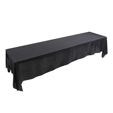 Imagem de Yosoo Toalha de Mesa, Material de Poliéster Retangular de 145 X 320 Cm, Com Bordas Com Bainha de Design de Uma Peça Sem Costura, para Banquetes, Festas de Casamento (BLACK)
