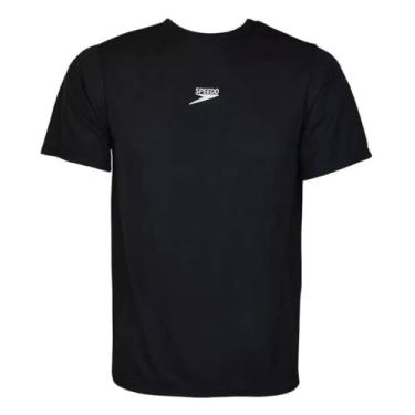 Imagem de Camiseta Masculina Manga Curta, Speedo, Essential Interlock, Poliéster com Fastdry, Tamanho Adulto, tamanho M - Preto