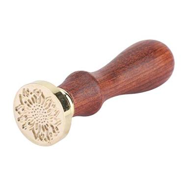 Imagem de GLOGLOW Outras Necessidades Diárias Domésticas Carimbo Com Cabeça de Latão Removível, Cabo de Madeira Premium, Design Clássico para Convites de Casamento, Cartões e Envelopes, Madeira retrô de 9 Cm