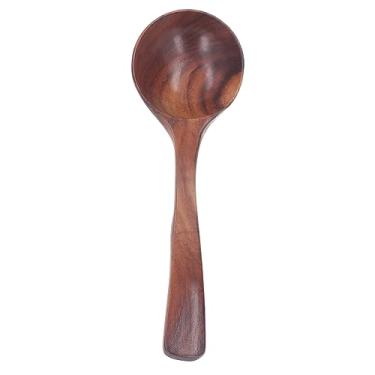 Imagem de GLOGLOW Colher de Concha de Madeira, Madeira Maciça, Resistente Ao Calor, Alça Curvada para Fácil Suspensão, Utensílio de Cozinha para Sopa, Utensílios de Mesa (Tipo 1)