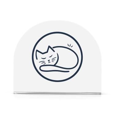 Imagem de Suporte de guardanapo de cozinha branco com logotipo minimalista de gato, porta-guardanapos de banheiro, 1 pacote, suporte de acrílico antiderrapante