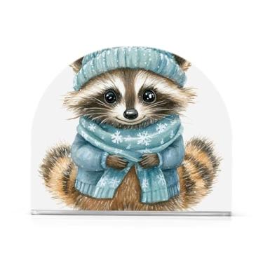 Imagem de Chic Porta-guardanapos azul guaxinim nevado, 1 pacote, porta-lenços de acrílico, porta-guardanapos para convidados