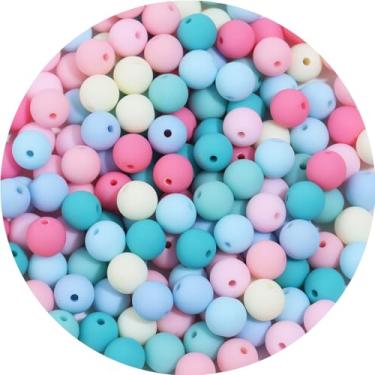 Imagem de 200 peças de contas redondas de acrílico fosco de 10 mm, contas espaçadoras com orifício para pulseira faça você mesmo, colar, brincos, chaveiro, joias, suprimentos artesanais, série sereia fosca