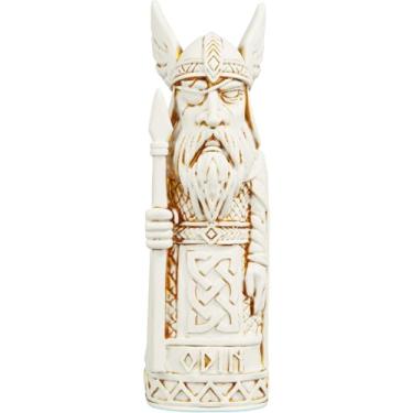 Imagem de Estátua Imagem Odin Mitologia Nórdica - Versão Totem (Cor Mármore Dourado)