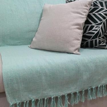 Imagem de Manta para Sofá Gigante Tipo Capa 100% Algodão – Artesanal com Nós nas Pontas Decorativa(Tifany)