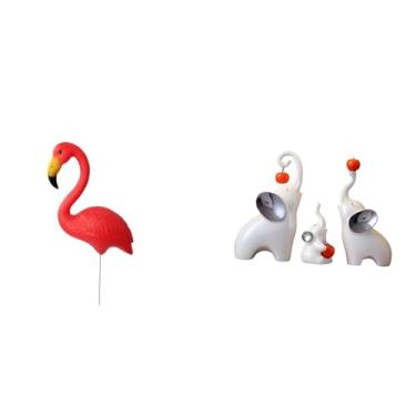 Imagem de Whtkoph Conjunto de Esculturas de Jardim Representando Uma Família de Flamingos E Elefantes. Figuras de Animais para Arte Ao Ar Livre E Decoração D