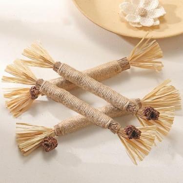 Imagem de Brinquedo de sisal natural para dentição de gato, bastão de mastigar interativo para gatos com Silvervine, design envolto em corda de cuidados dentários para mastigadores agressivos, 1 pacote