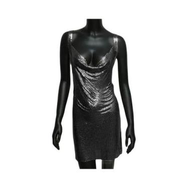 Imagem de Vestido Mini Sexy Sem Costas Com Lantejoulas Metálicas Decote Baixo Ha