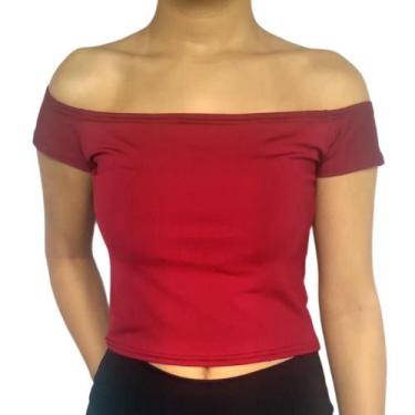 Imagem de Cropped Feminino Ciganinha Ombro a Ombro Liso Suplex Pp Ao Plus Size -