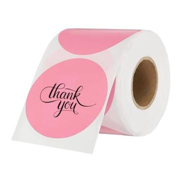 Imagem de PATIKIL 500 etiquetas térmicas redondas, adesivos coloridos circulares de 7 cm para impressão térmica, escritório, decoração de casa, diário, lista de tarefas, caderno de viagem, rosa