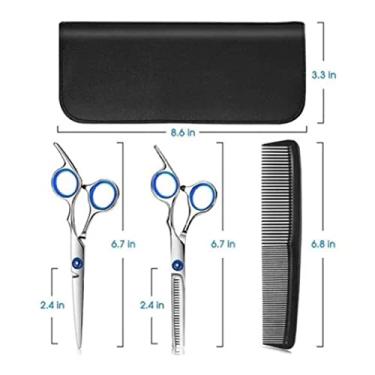 Imagem de Semme Kit de Tesoura de Cabelo Profissional Tesoura de Corte de Cabelo de Aço Inoxidável de Desbaste de Aperto Confortável Kit de de Cabeleireiro Portátil para