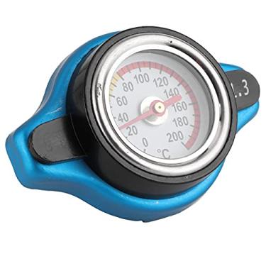 Imagem de Naroote Tampa Termostática do Radiador Com Medidor de Temperatura para Radiador de Carro - Liga de Alumínio Universal + Tampa do de Borracha de Silicone - Escuro + Preto, 65 X 45 Mm Cena aplicável: