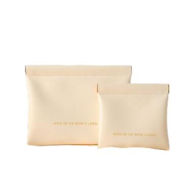 Imagem de Conjunto de mini bolsa de maquiagem para bolsa, 2 peças com fecho de pressão, bolsa de moedas de couro PU e pequena bolsa de cosméticos, organizador de fone de ouvido e batom com moldura de mola