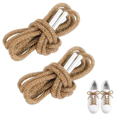 Imagem de Respleiej Cadarços de sapato de strass, 2 peças de cordas de cristal para sapatos com glitter corda de diamante para tênis, botas e shorts, Dourado, 2Pcs(1Pair)
