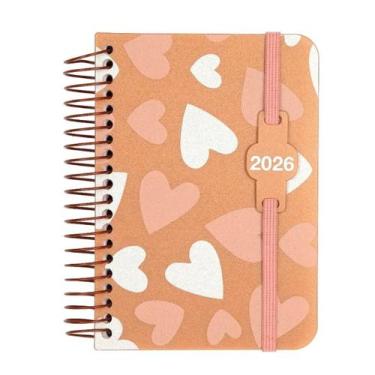 Imagem de Agenda 2026 Média Corações Rose Diaria - Confetti