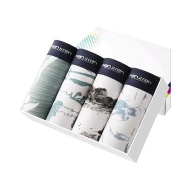 Imagem de Shorts Boxer De Algodão Masculinos 4 Peças, Roupa Íntima Sexy, Cuecas 