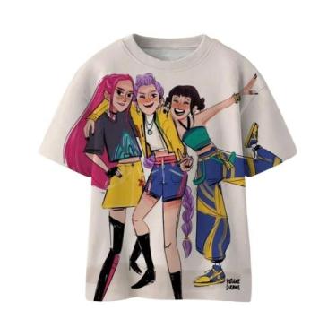 Imagem de Camiseta 3D KPop Devil Hunter Huntrix De Verão Para Meninas E Meninos,