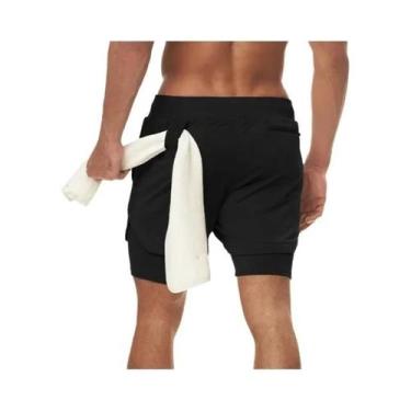 Imagem de Bermuda Masculina De Secagem Rápida 2 Em 1 Para Verão, Camada Dupla, P