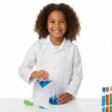 Imagem de Jaleco Infantil Branco Resistente para Educação Infantil Tamanho 10 - 