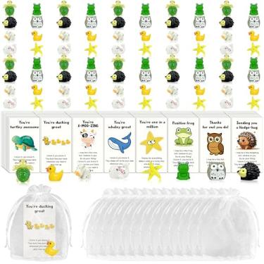 Imagem de PPXMEEUDC Presente de agradecimento do funcionário, cartões a granel, sacos de organza, figuras engraçadas de animais de resina, ouriço, coruja, pato, tartaruga, estrela-do-mar, sapo, baleia para