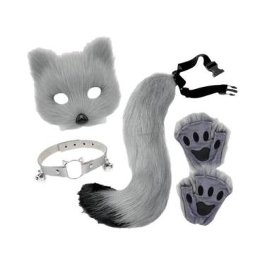 Imagem de Conjunto De Fantasia Para Meninas E Mulheres Com Máscara De Pelo Sinté