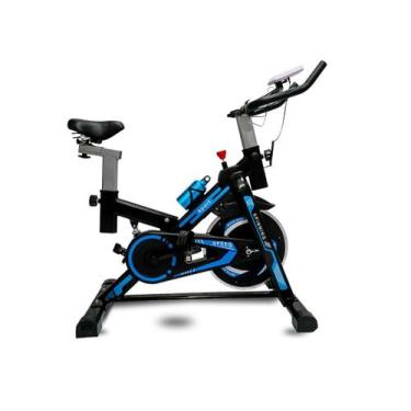 Imagem de Bike Profissional Academia Home Bicicleta Ergométrico azul com monitor