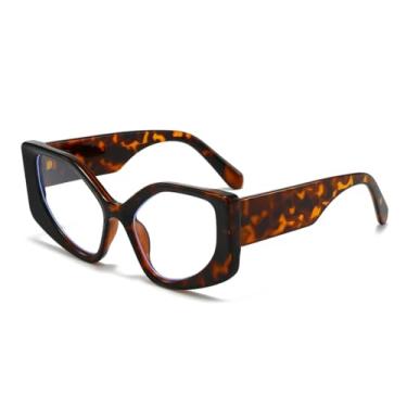 Imagem de HPIRME Óculos retrô com armação grande poligonal e estampa para homens e mulheres, estilo fotografia de rua (6167-C5)