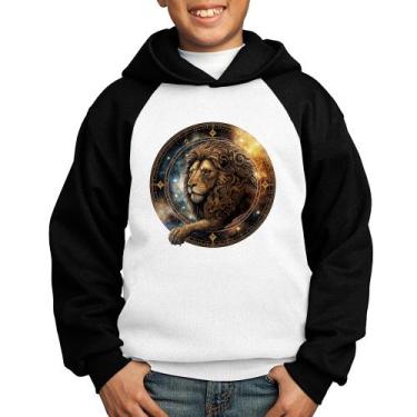 Imagem de Moletom Infantil Leão Sígno - Foca na Moda, Branco, Preto, 12