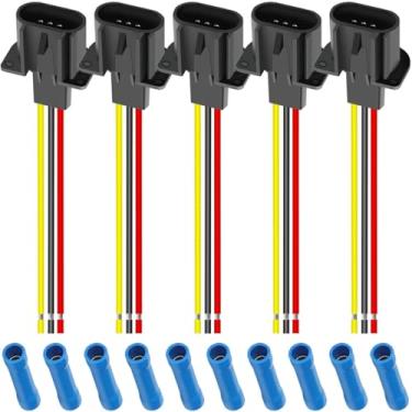 Imagem de MKBKLLJY 5 peças H13 9008 macho adaptador de nylon cablagem extensão fio 18AWG com conector prensado a frio para carro, caminhão, barco, motocicleta, faróis marítimos, lâmpadas de neblina