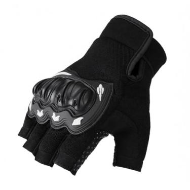Imagem de Luvas de Meio Dedo para Motocicleta Masculina Moto Caminhada Ciclismo Respirável Uso- Malha Leve Secagem Rápida com Apoio no Pulso Ajustável