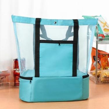 Imagem de Bolsa térmica para piquenique – bolsa térmica portátil de grande capacidade, à prova de vazamento, com malha respirável para atividades ao ar livre, acampamento, piquenique e viagens (verde)